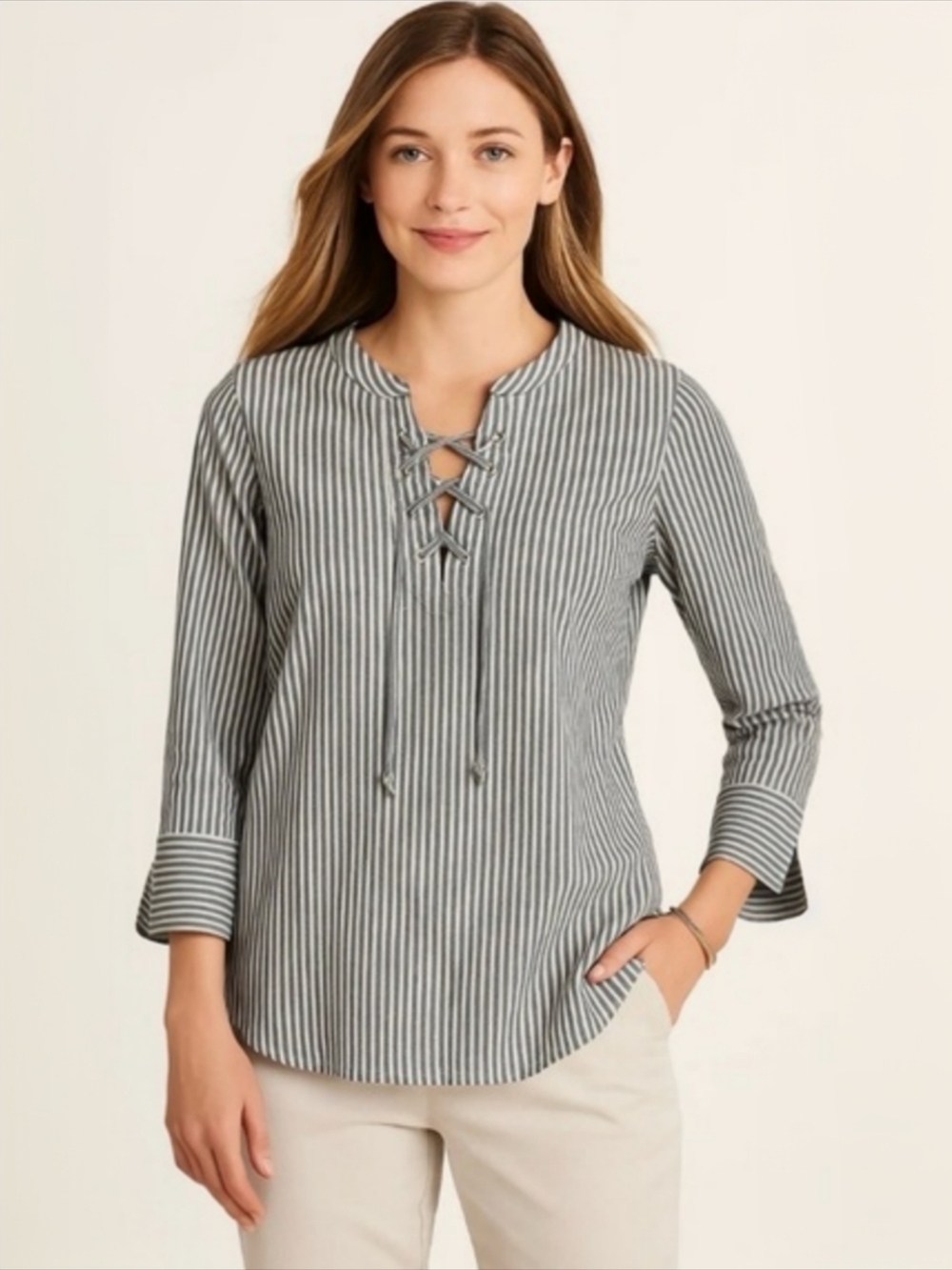 Vineyard Vines Harbor Savannah Popover UPF Seersucker Top L NWT